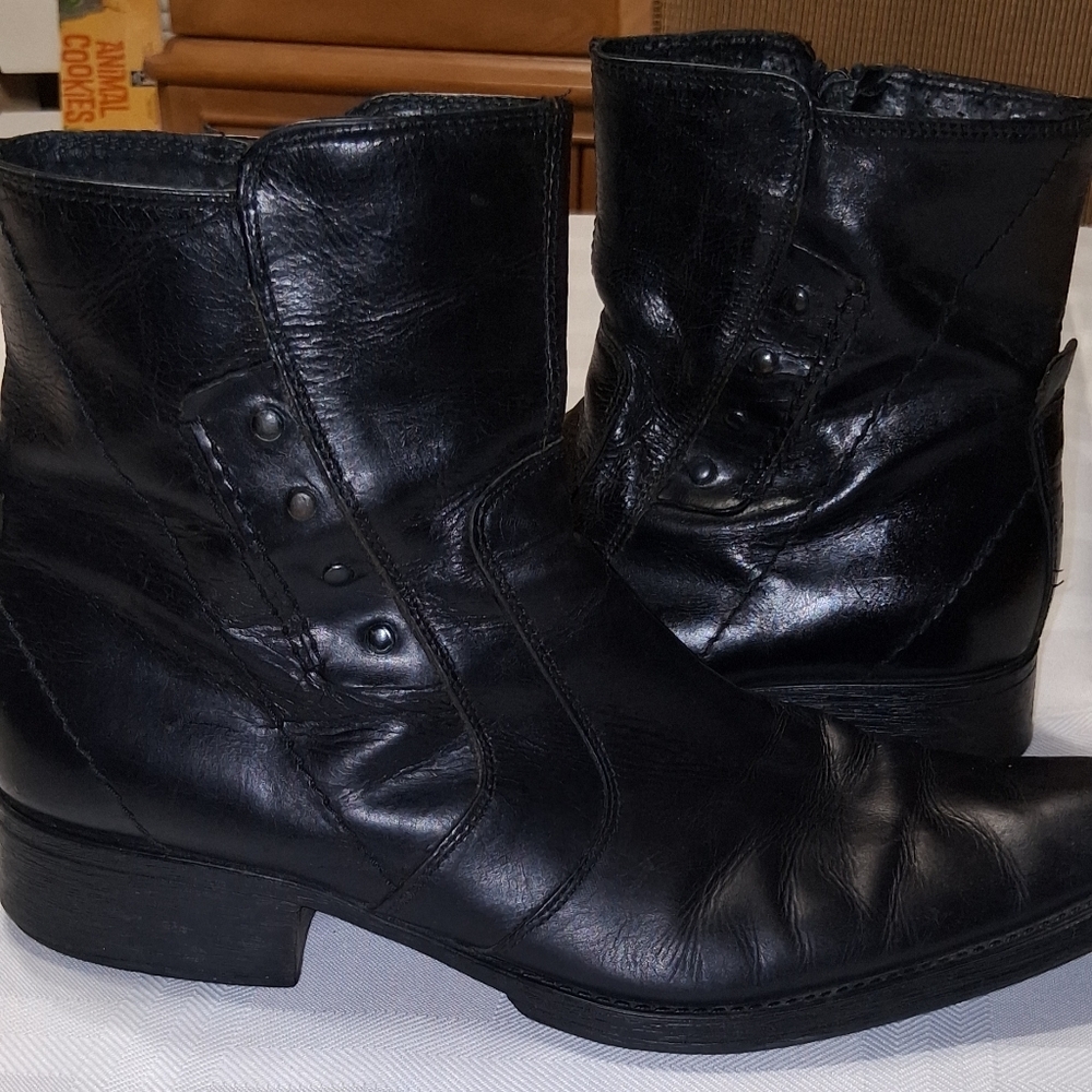 Aldo Black Leather Dress Boots - Picture 3 of 8